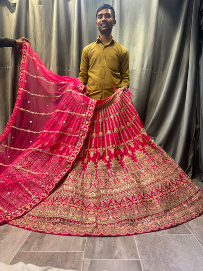 Tremendous Rani pink bridal Lehenga