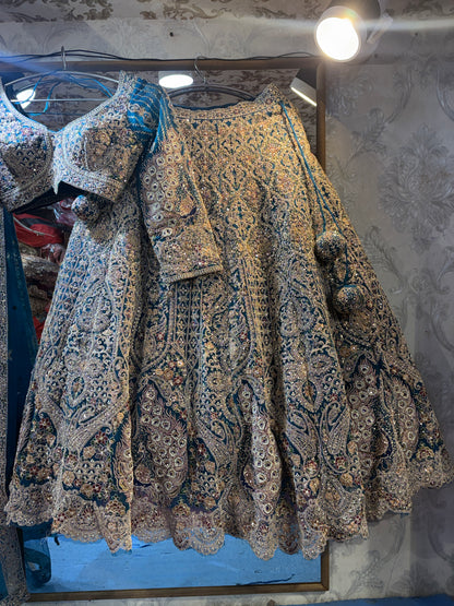 Something different Sky blue crop top Lehenga