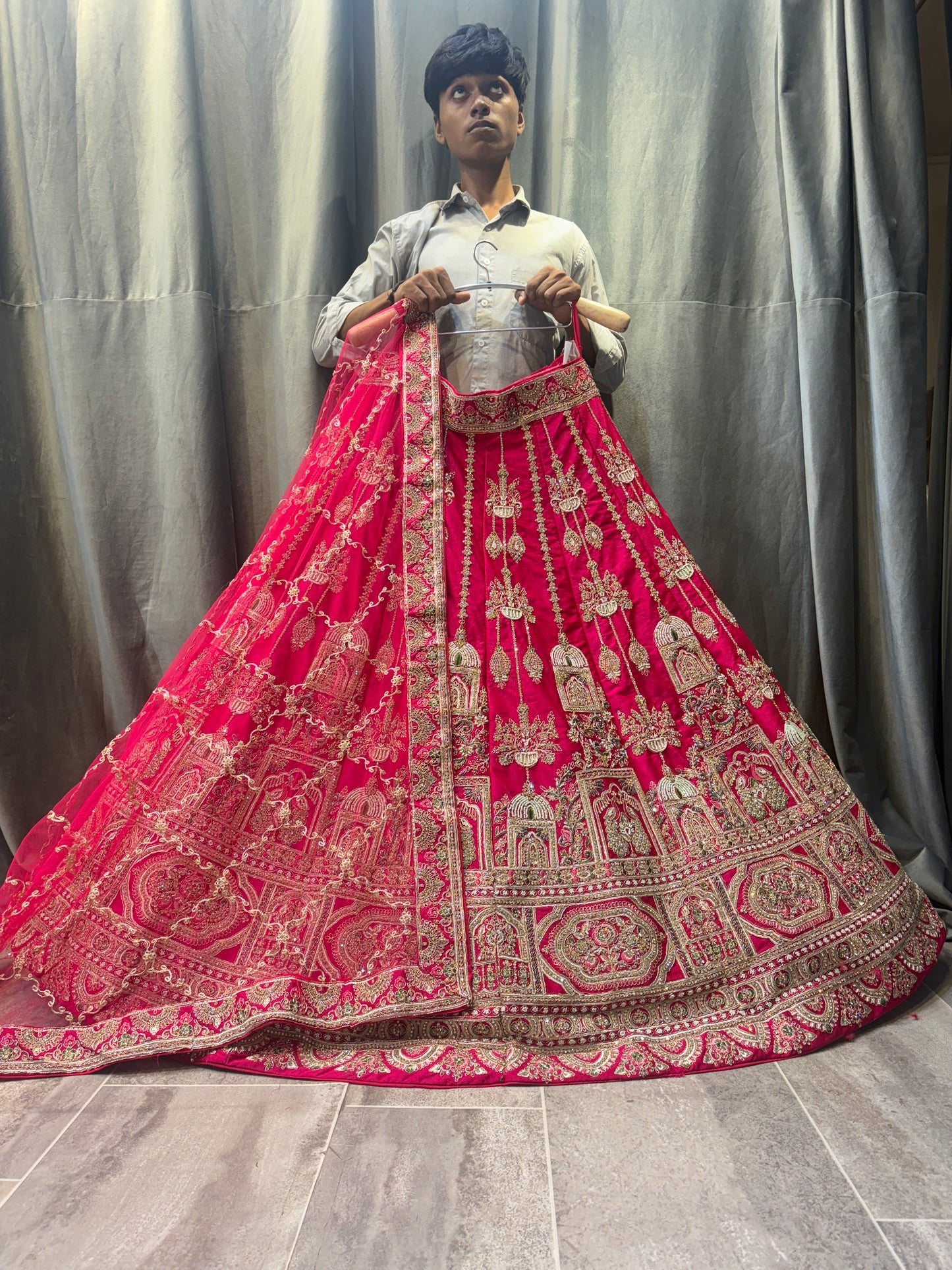Lavishing Rani pink peacock bridal Lehenga