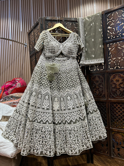 Amazing light green crop top lehenga