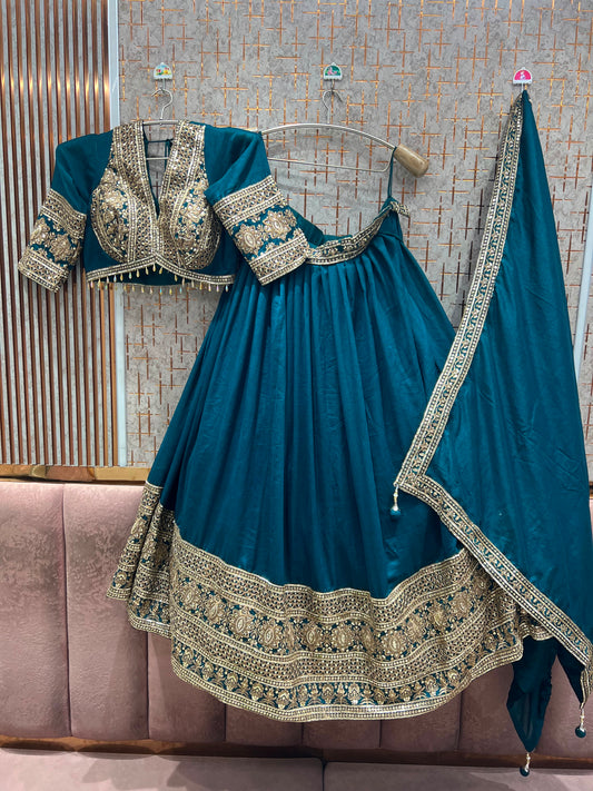 Blue Crop Top Lehenga