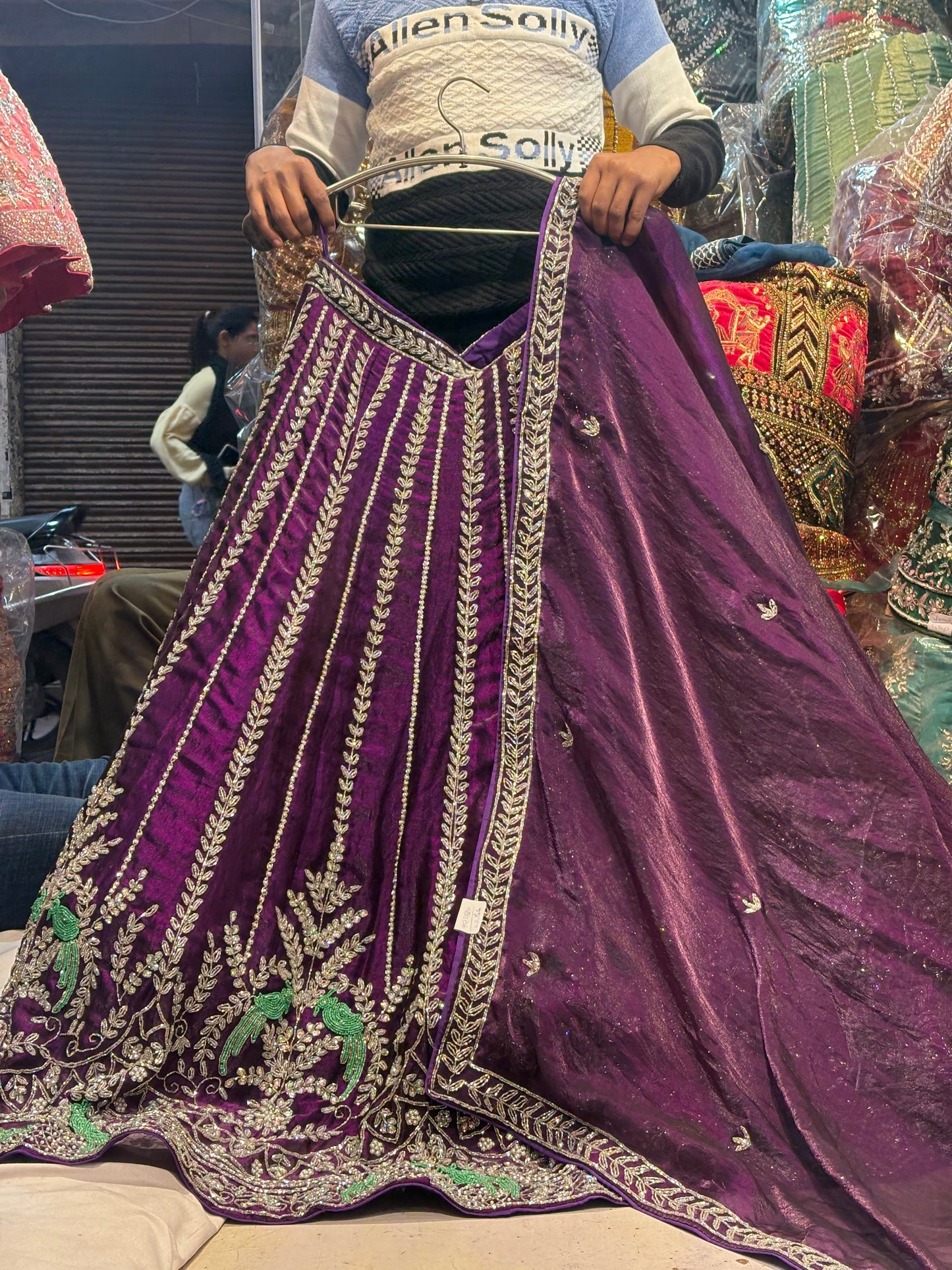 Pleasing purple peacock Lehenga