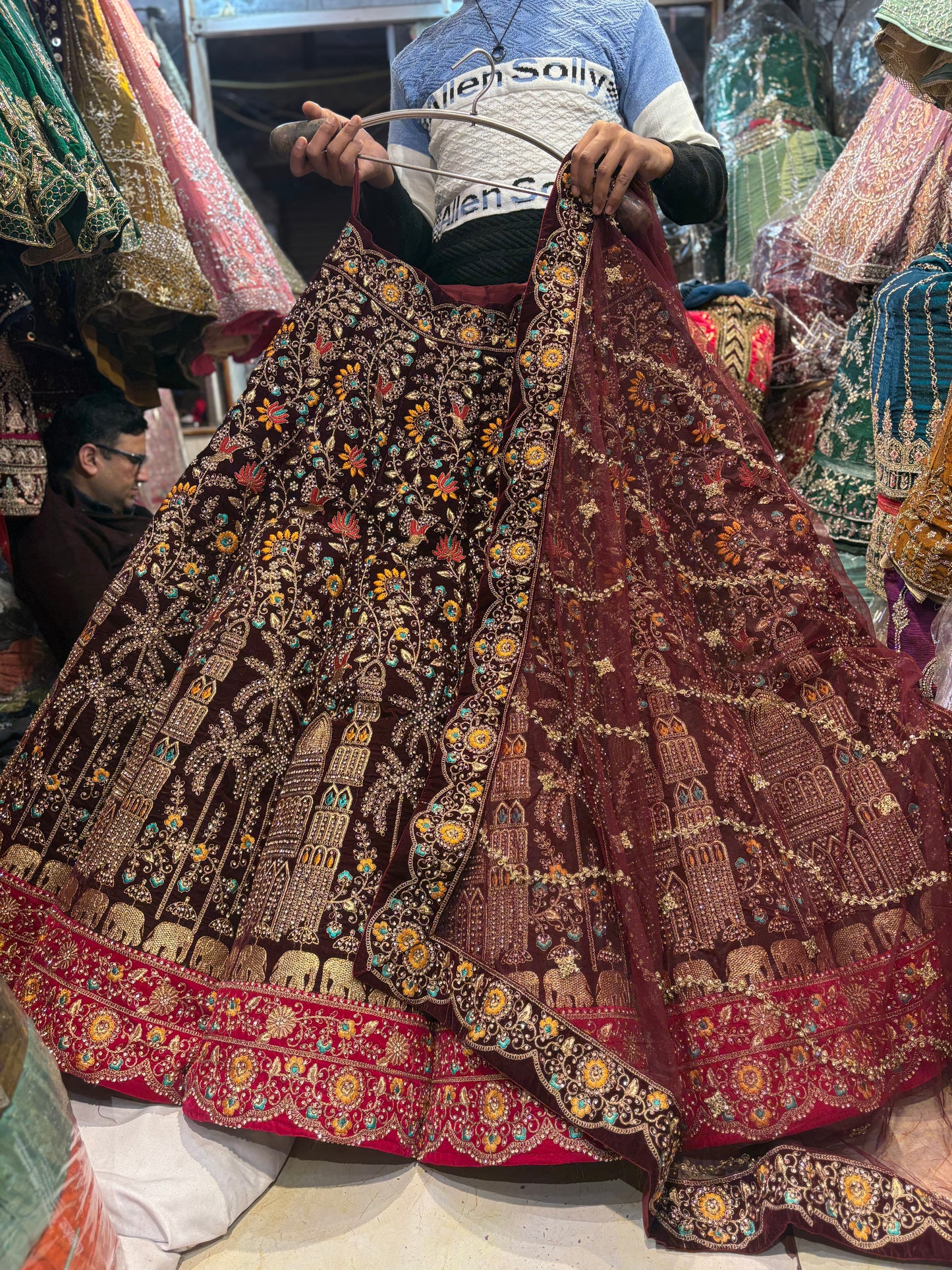 Something different Maroon Ball bridal Lehenga