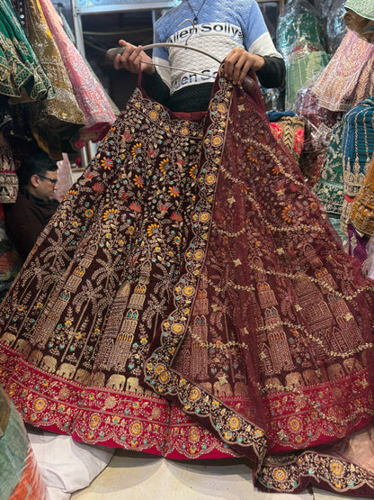 Something different Maroon Ball bridal Lehenga