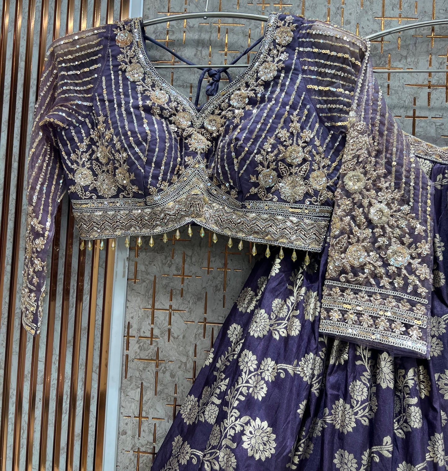 Yellow Haldi Mehendi Crop Top Lehenga