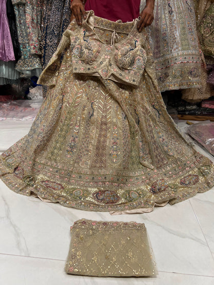 Blue Peacock Crop Top Lehenga