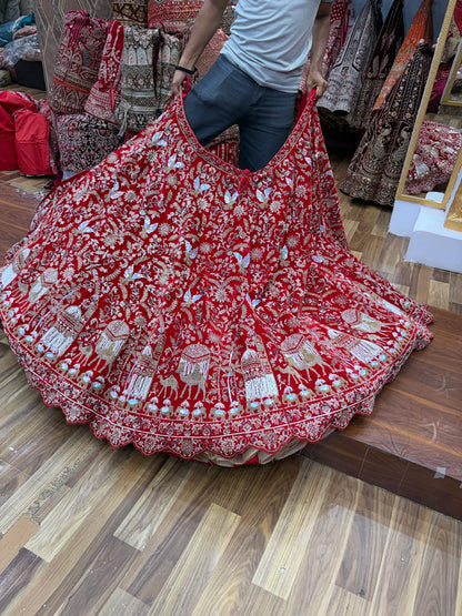 Maroon Peacock Ball Bridal Lehenga