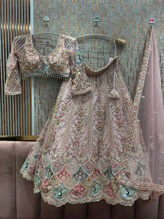 Pink Crop top Lehenga