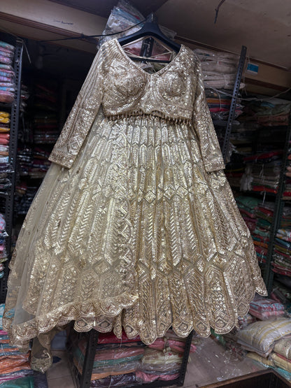 Eye catching Black On Black monotone Crop Top  lehenga