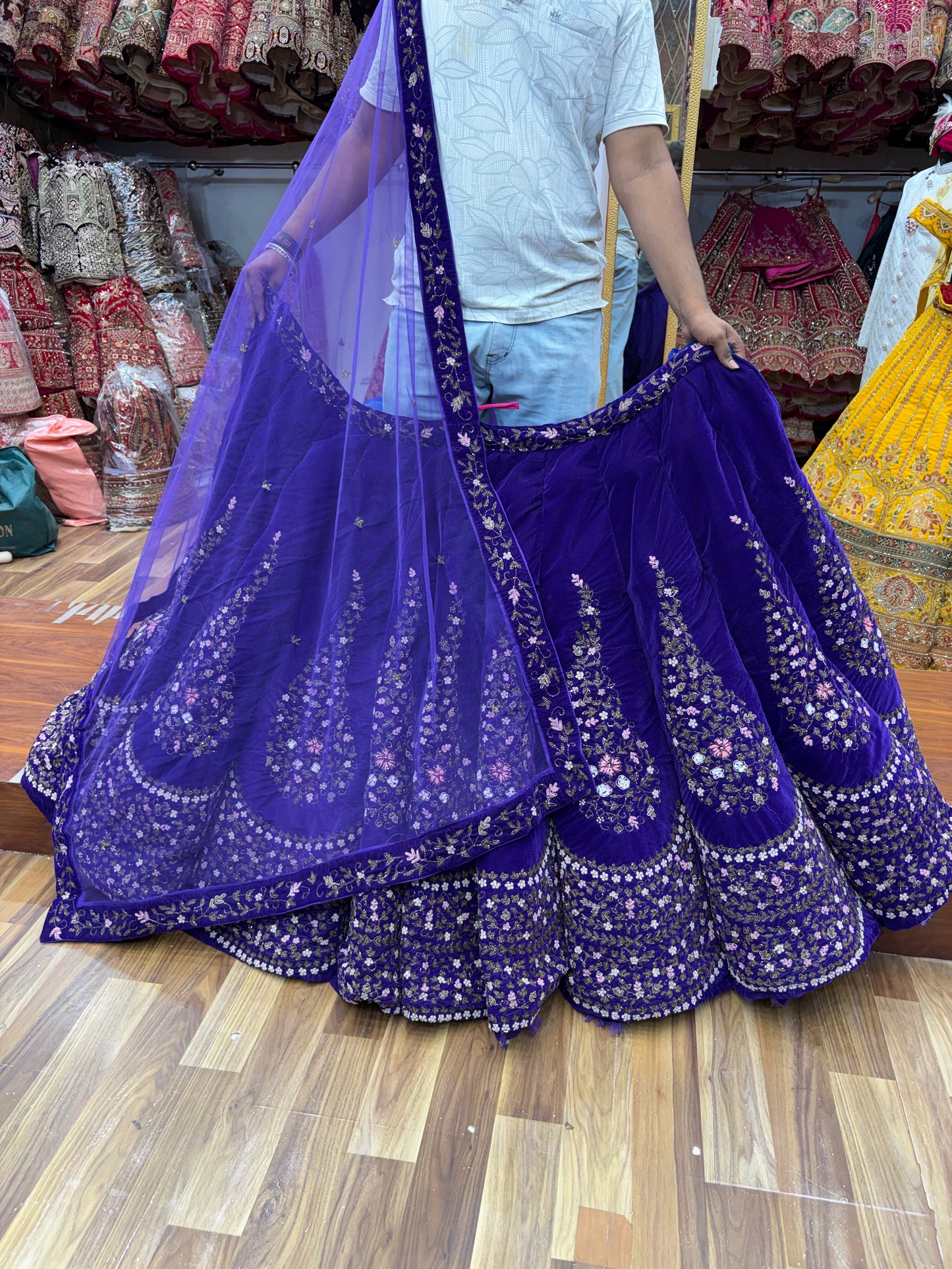 Purple Peacock Ball Bridal Lehenga