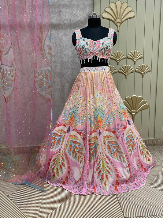 pink PDP crop top lehenga