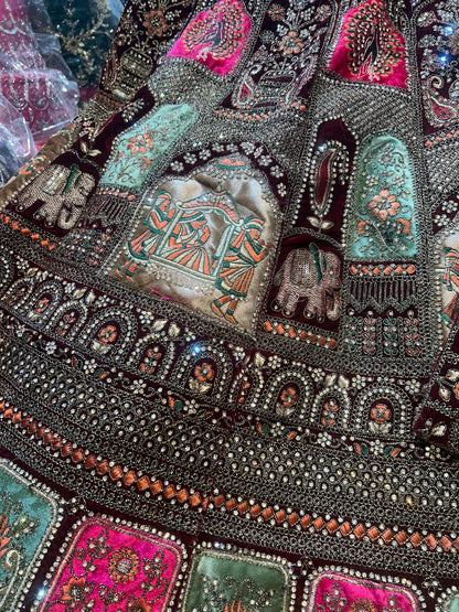 Awesome maroon doli barat bridal lehenga