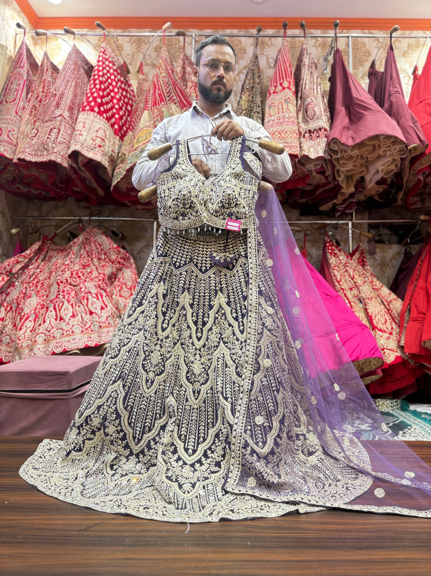Glamorous Lavender purple crop top  Lehenga