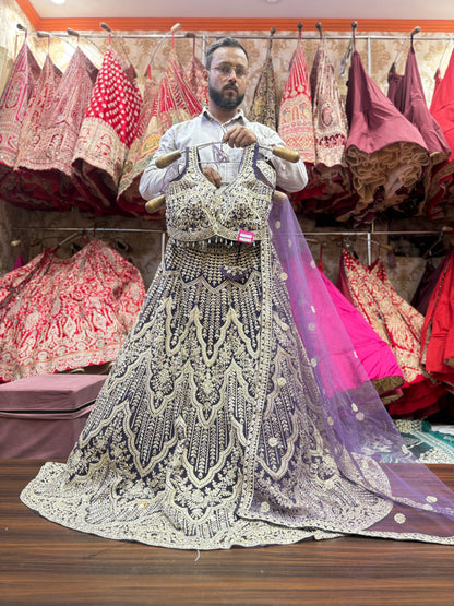 Glamorous Lavender purple crop top  Lehenga