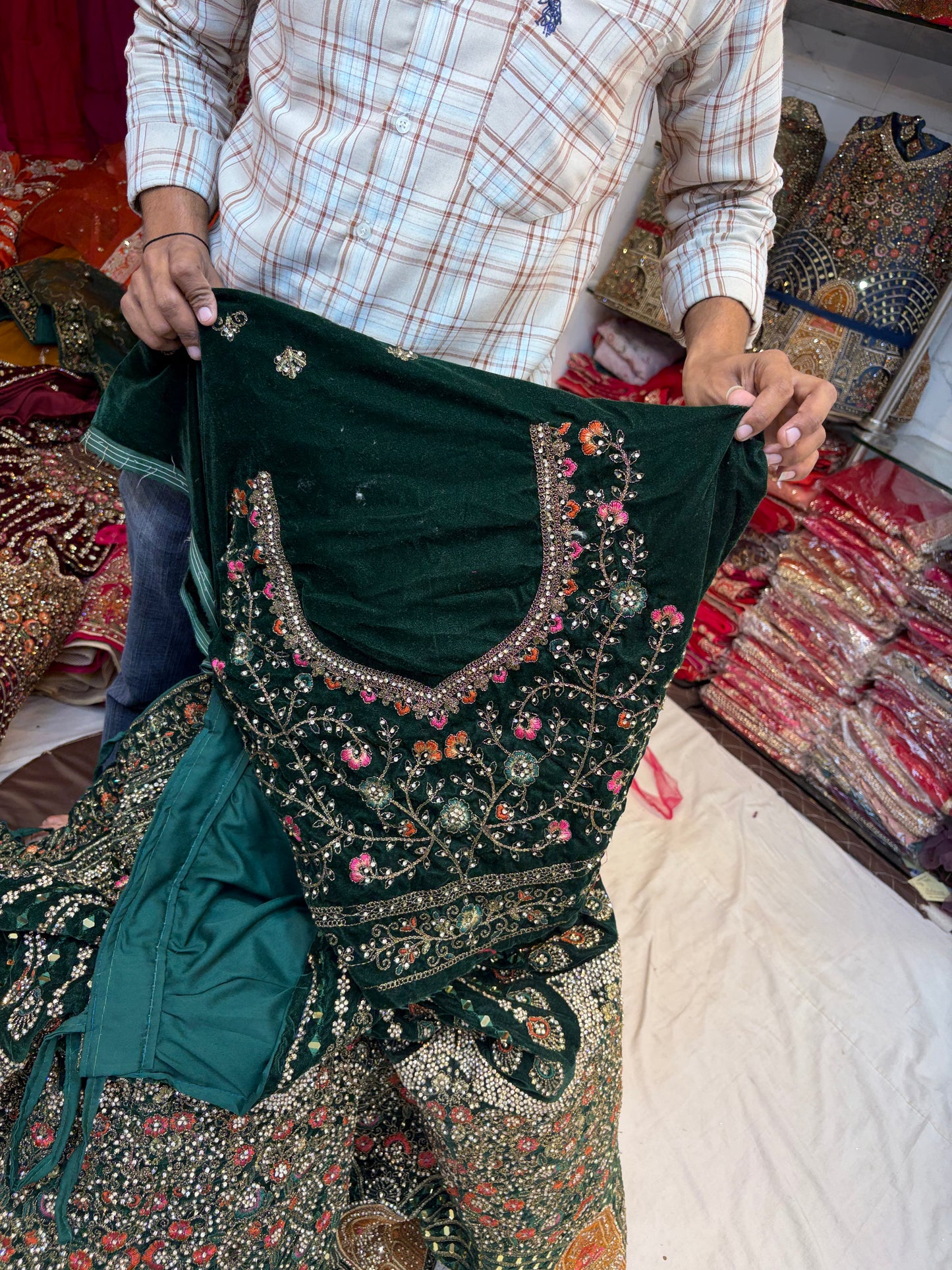 Heavy Jhumka Blue Lehenga