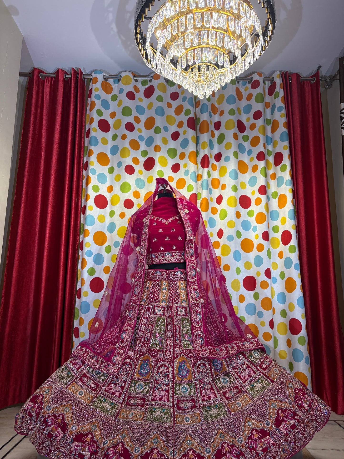 Stunning red rani Rajwada bridal Lehenga