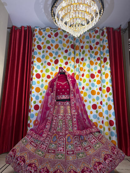 Stunning red rani Rajwada bridal Lehenga