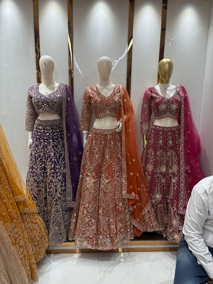 Attractive orange Crop top Lehenga
