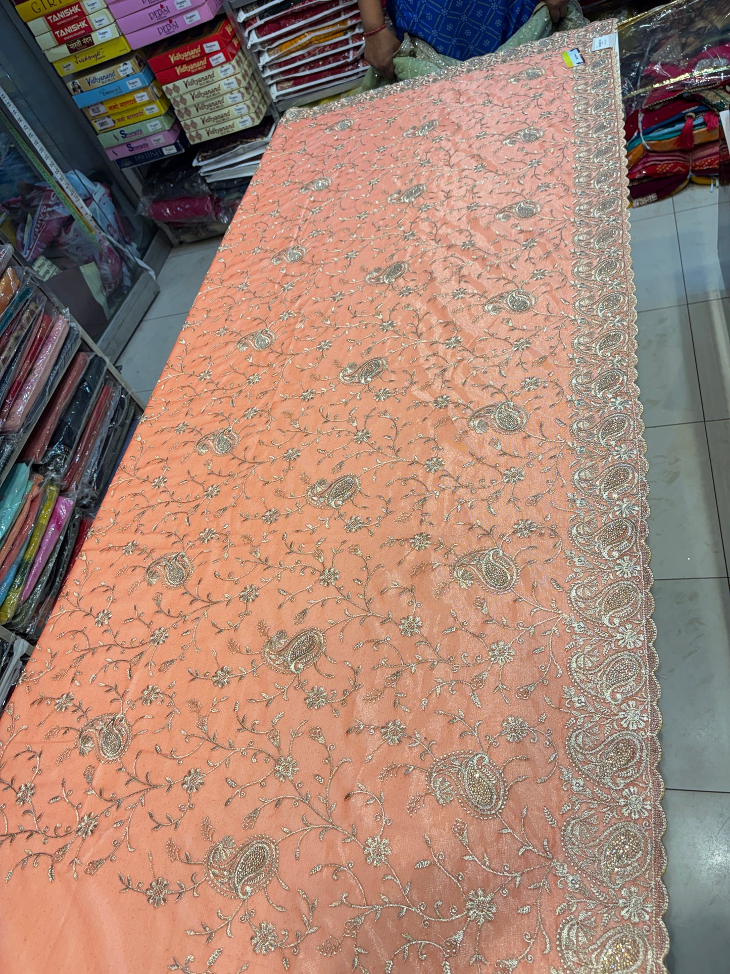 Something different peach saree