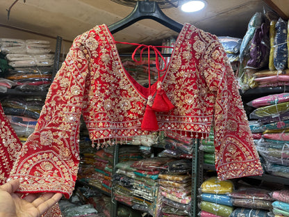 Engaging Red Crop Top Lehenga