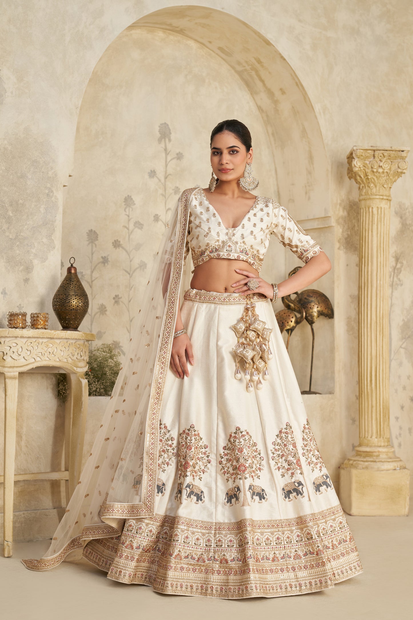 Trendy Rust Wedding Lehenga with Elephant Motifs Silk lehenga with Soft Net dupatta 2102