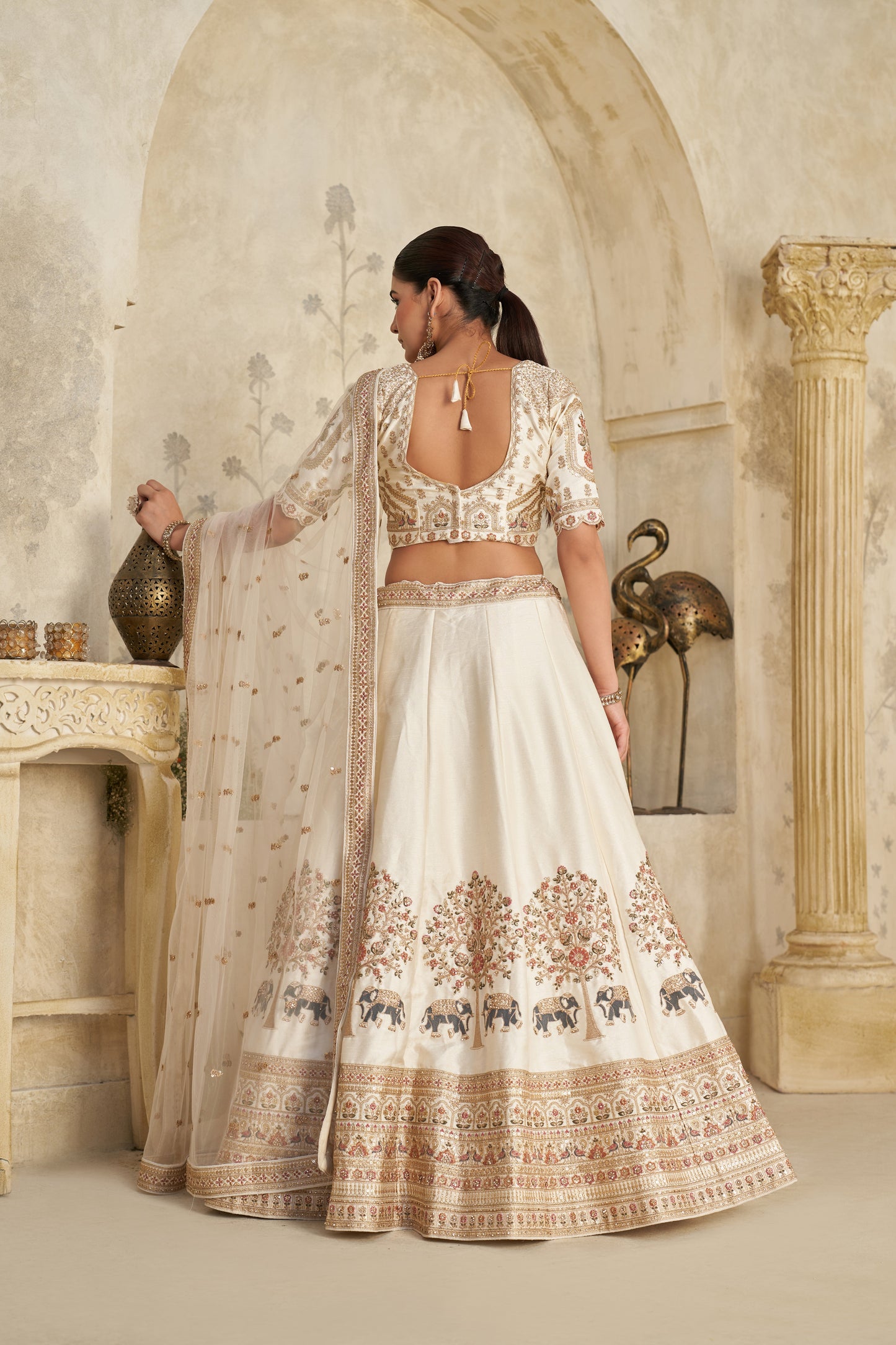 Trendy Rust Wedding Lehenga with Elephant Motifs Silk lehenga with Soft Net dupatta 2102