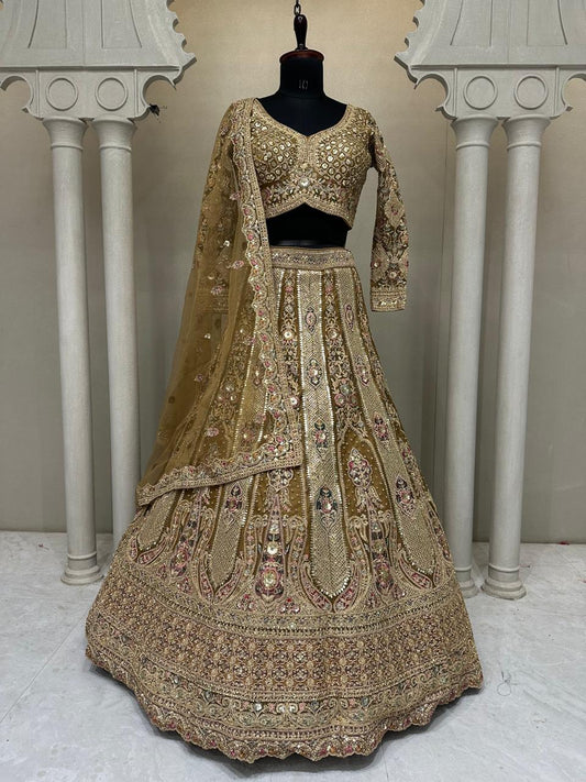 Golden Yellow Designer Crop Top Lehenga 2104