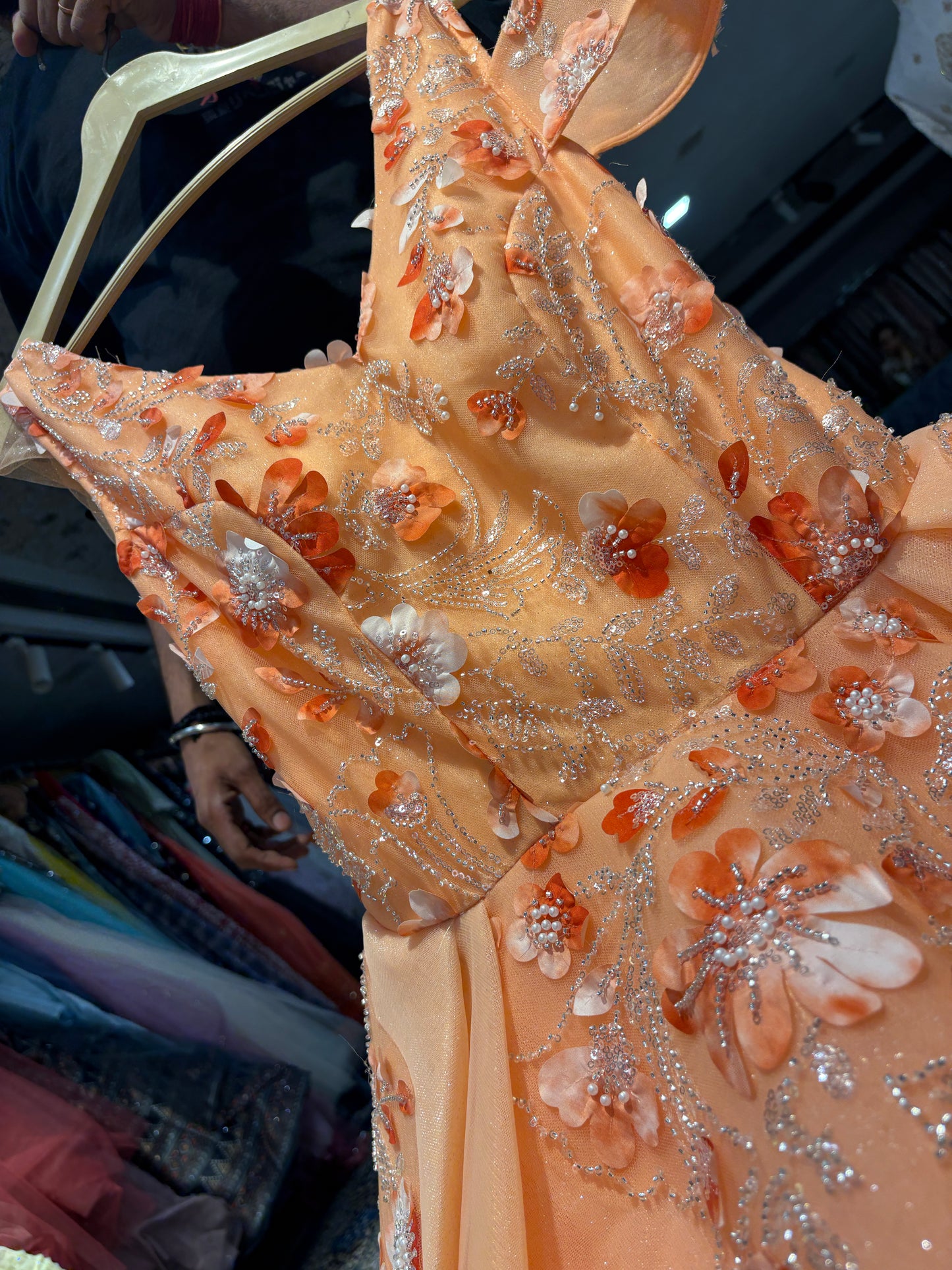 Stunning peach gown big flair