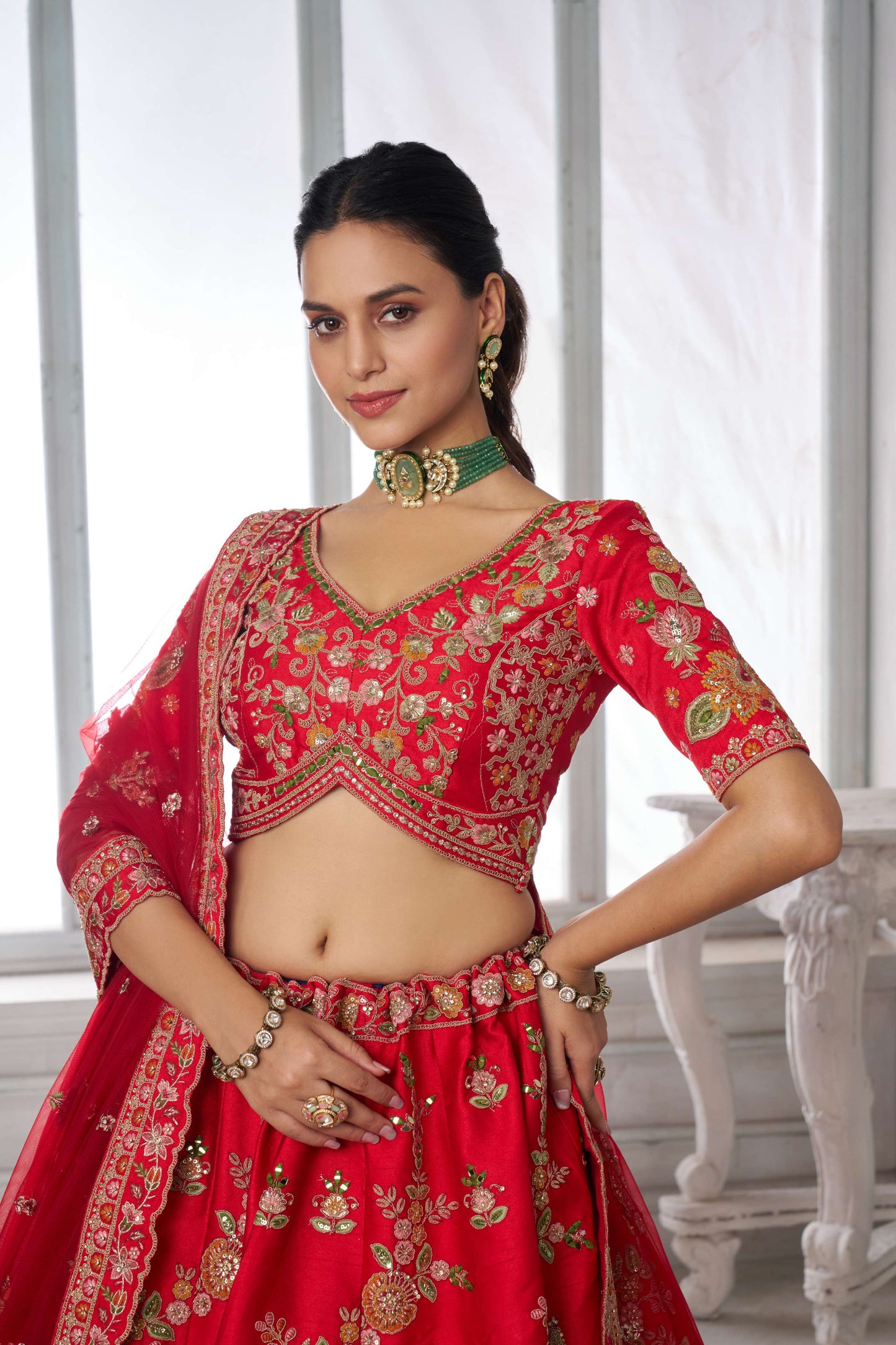 Red Designer Lehenga 2116