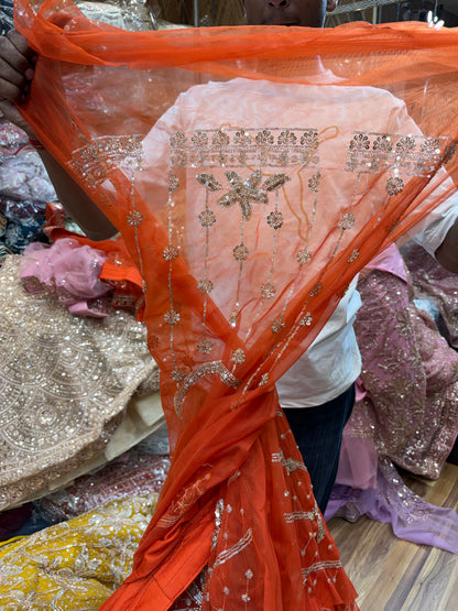 Rust Orange Designer Lehenga