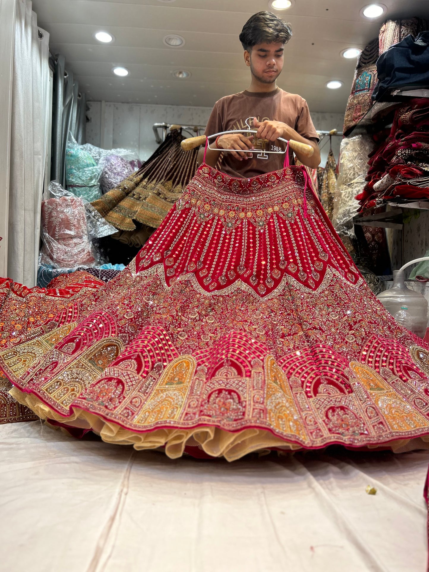 Khoobsurat jhumka red  Bridal lehenga Happy Customer