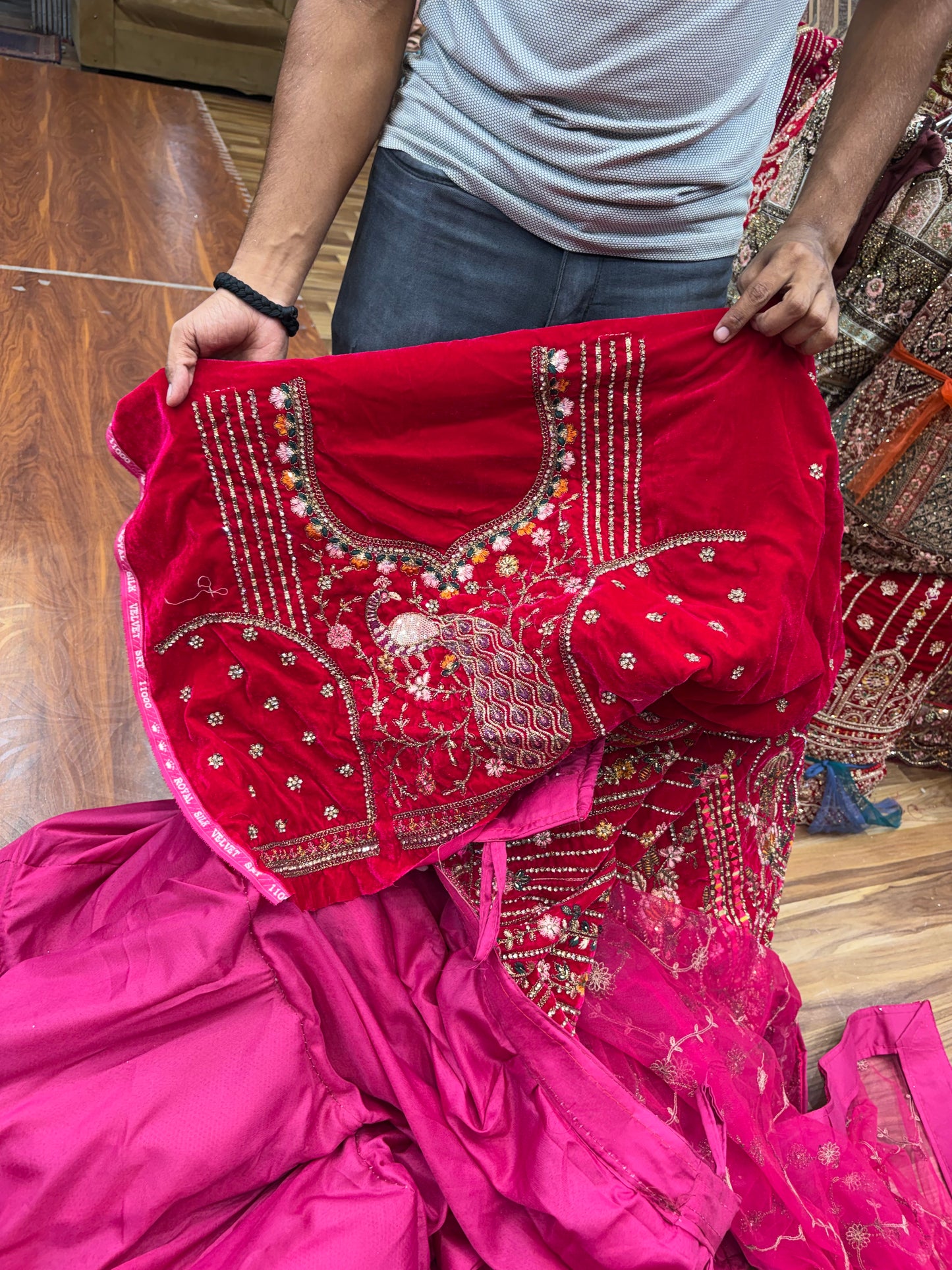 Hot Pink Peacock Bridal Lehenga