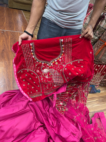 Hot Pink Peacock Bridal Lehenga