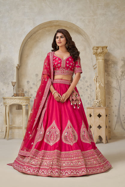 Royal Purpple bridal lehenga with zari work Silk lehenga with Soft Net dupatta 2144