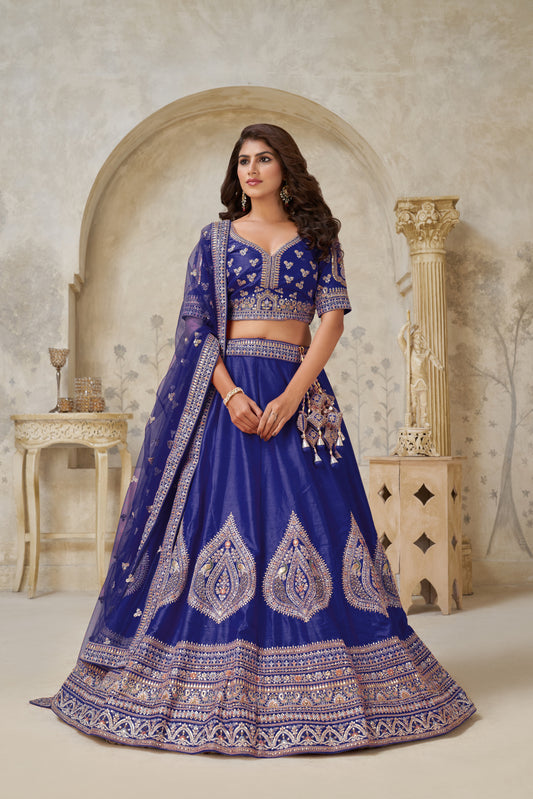 Royal Purpple bridal lehenga with zari work Silk lehenga with Soft Net dupatta 2144