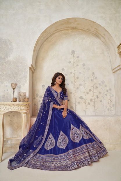 Royal Purpple bridal lehenga with zari work Silk lehenga with Soft Net dupatta 2144