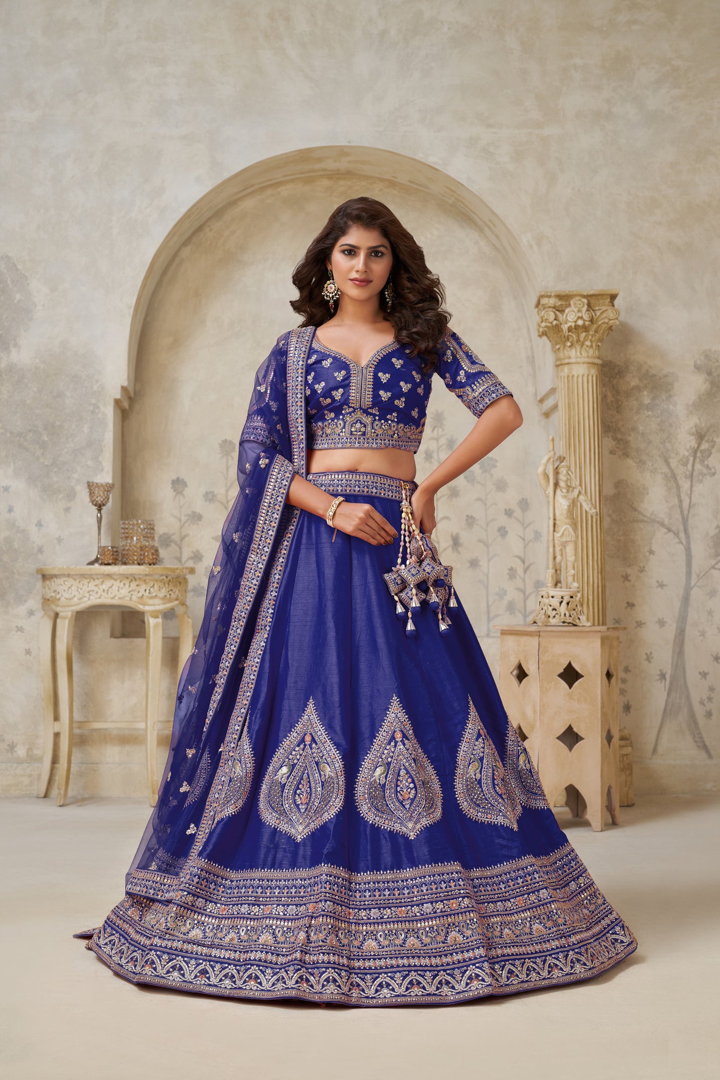 Royal Purpple bridal lehenga with zari work Silk lehenga with Soft Net dupatta 2144