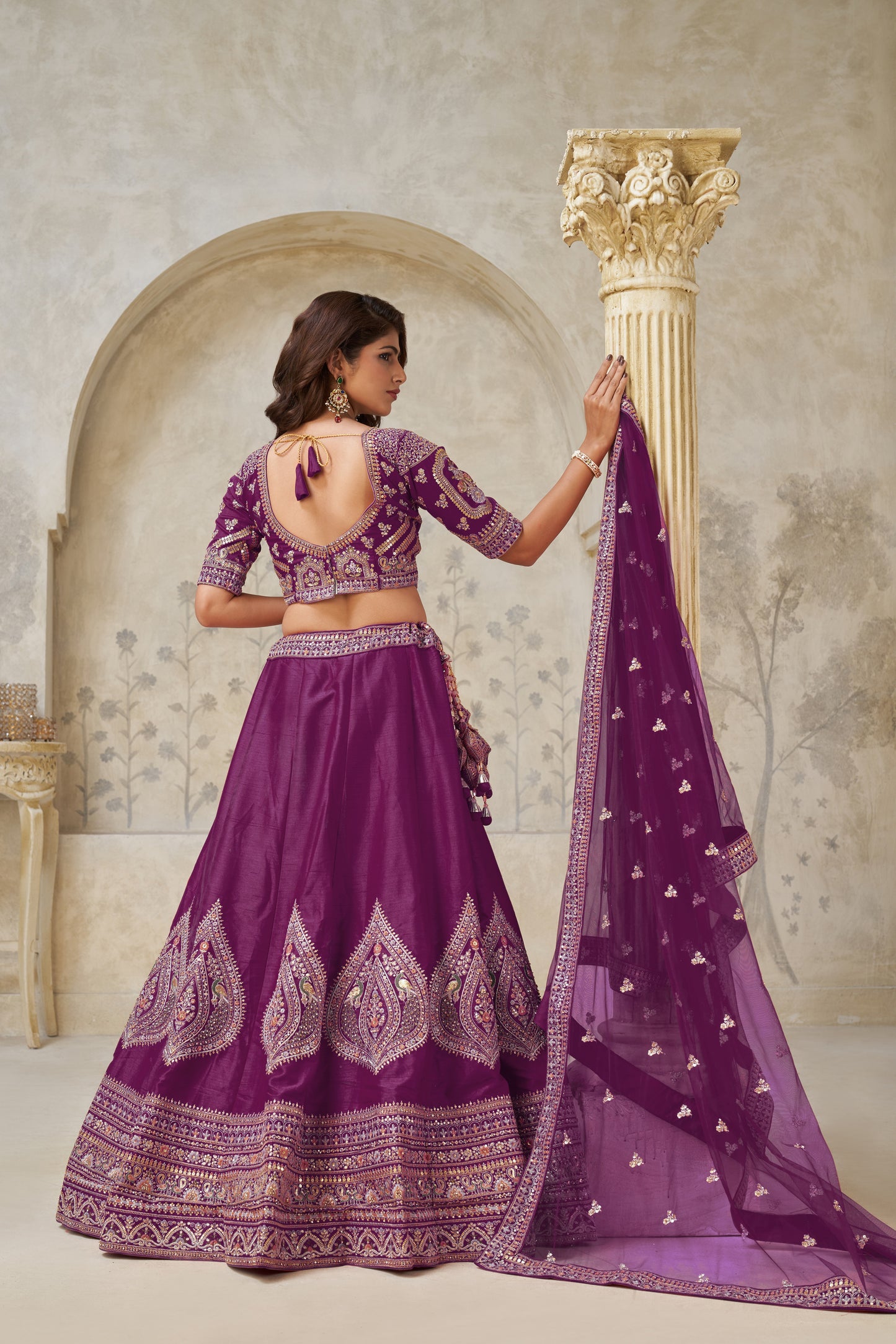 Royal Purpple bridal lehenga with zari work Silk lehenga with Soft Net dupatta 2144