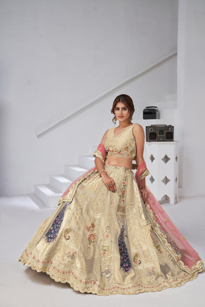 Royal Raw Silk purple Lehenga for Haldi & Carnival Banarsi Silk lehenga with Soft Net dupatta 2150