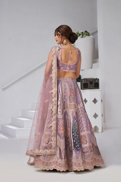 Royal Raw Silk purple Lehenga for Haldi & Carnival Banarsi Silk lehenga with Soft Net dupatta 2150