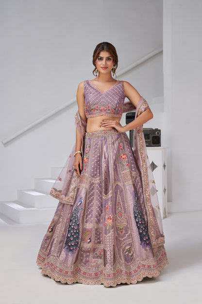 Royal Raw Silk purple Lehenga for Haldi & Carnival Banarsi Silk lehenga with Soft Net dupatta 2150