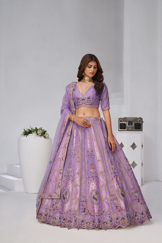 Regal Purple: Raw Silk Lehenga Banarsi Silk lehenga with Soft Net dupatta 2151