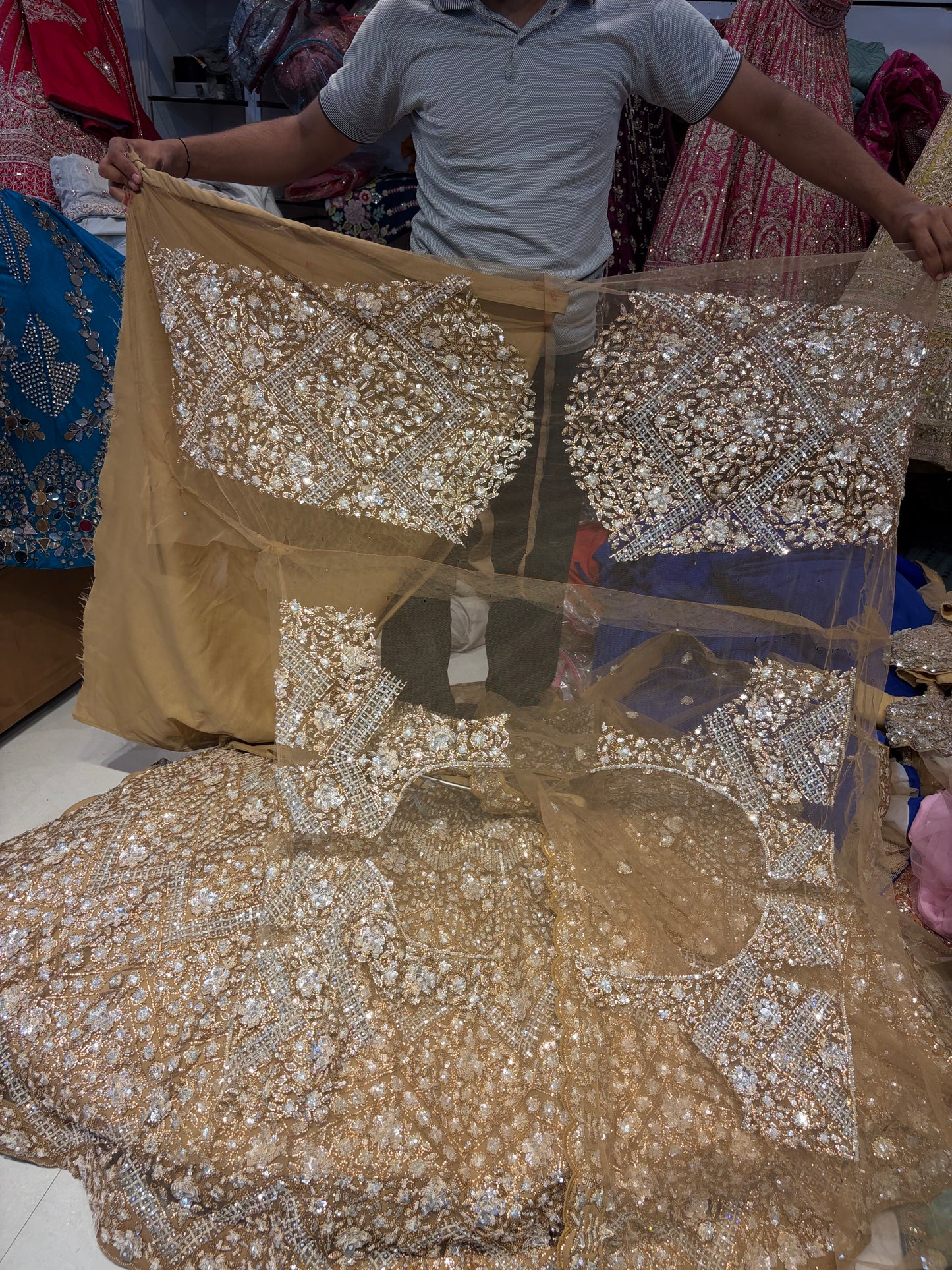 Heavy Chiku golden handwork Lehenga