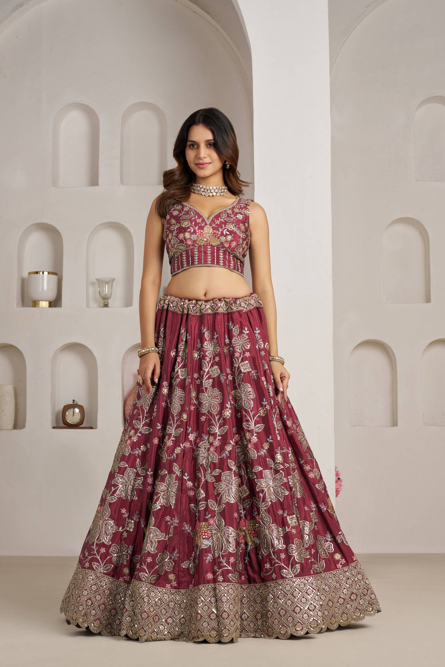Maroon Designer Lehenga 2160