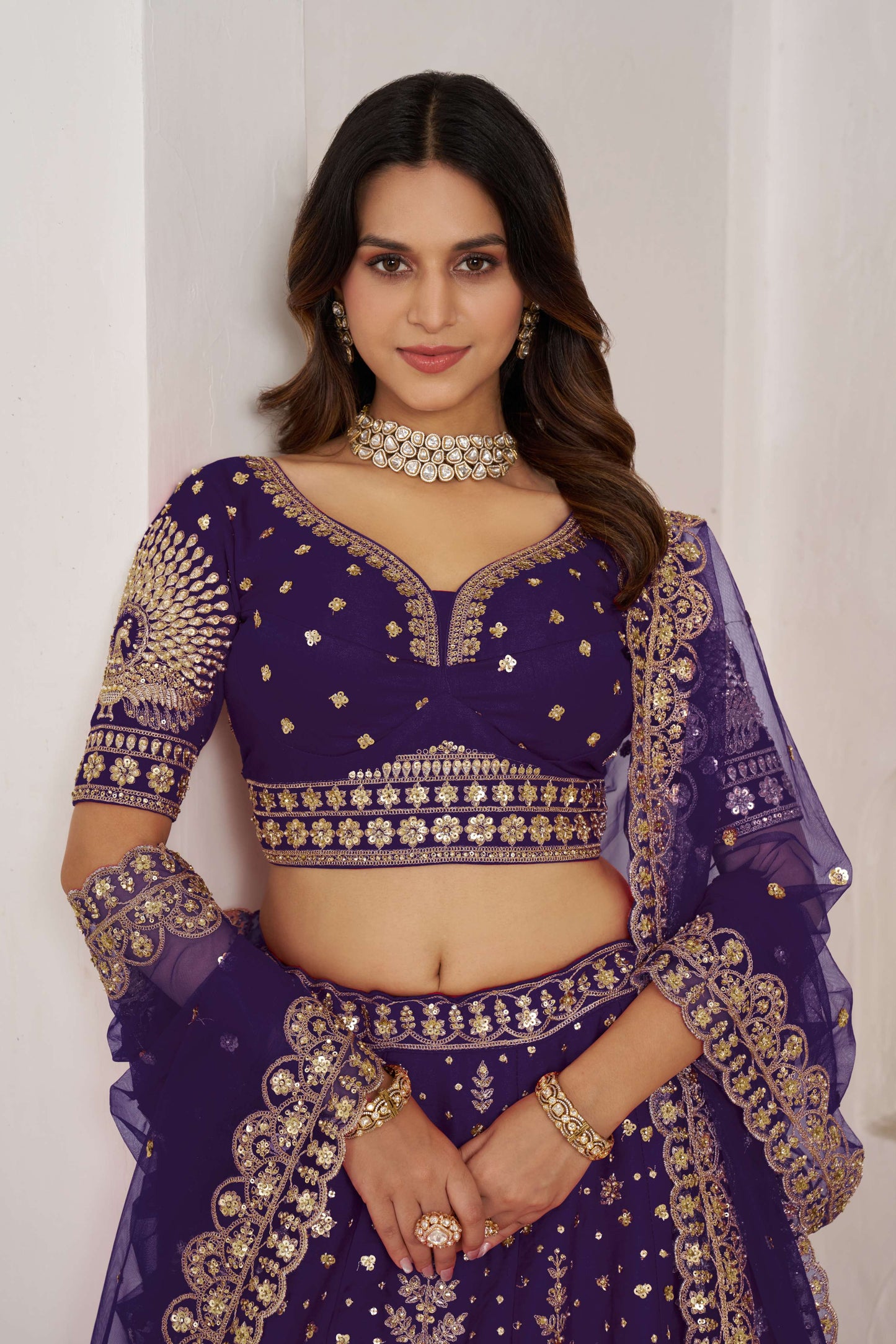 Purple Peacock Designer Lehenga 2172