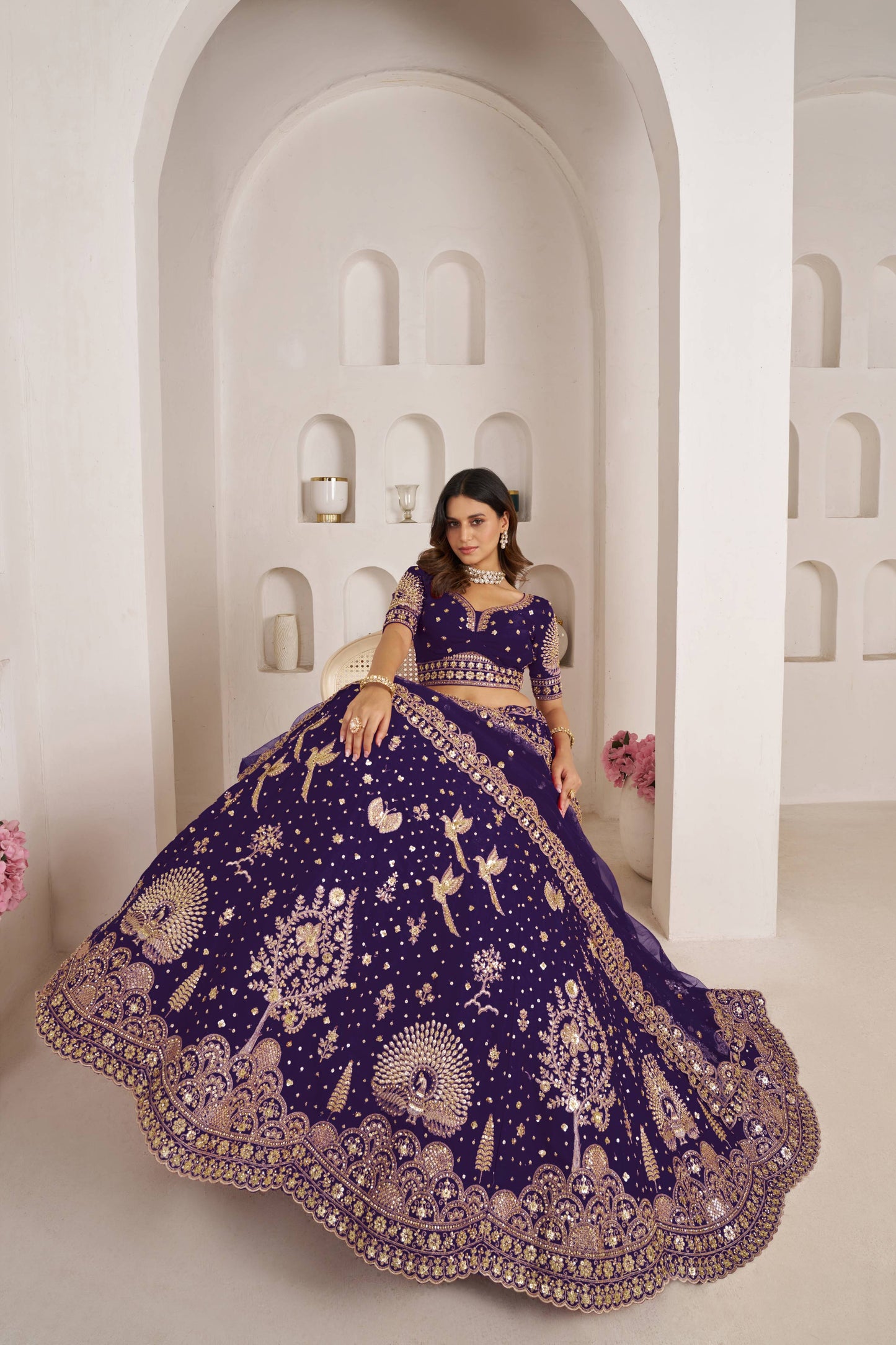 Purple Peacock Designer Lehenga 2172