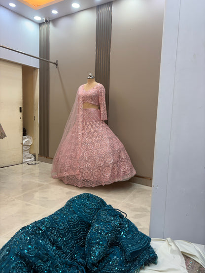 Gorgeous Cherry red on red Monotone Crop top Lehenga