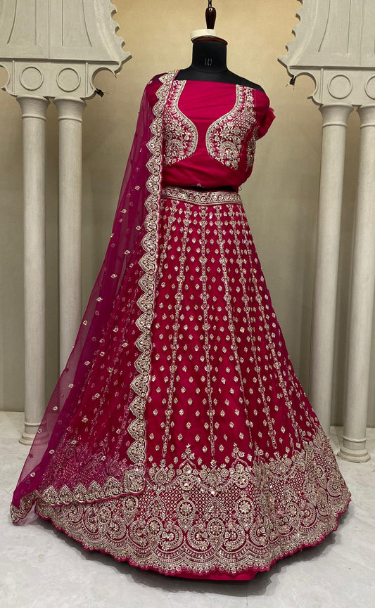 Hot Pink Designer Crop Top Lehenga 2182