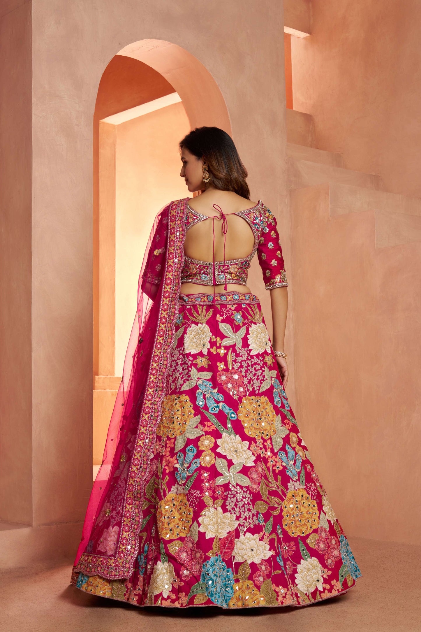 Rani Pink Multikali Designer Lehenga 2186