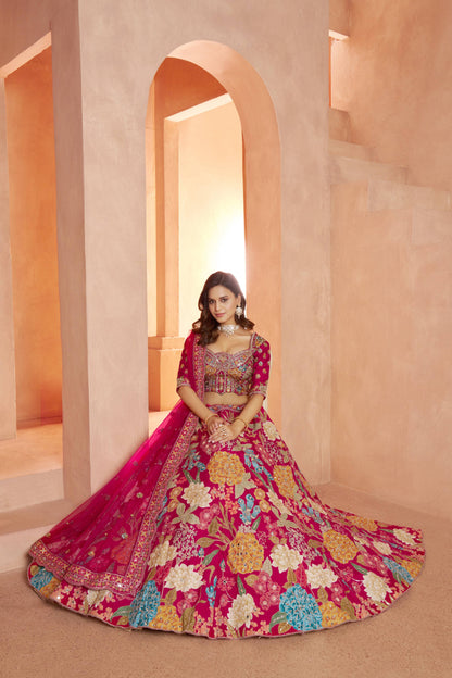 Rani Pink Multikali Designer Lehenga 2186
